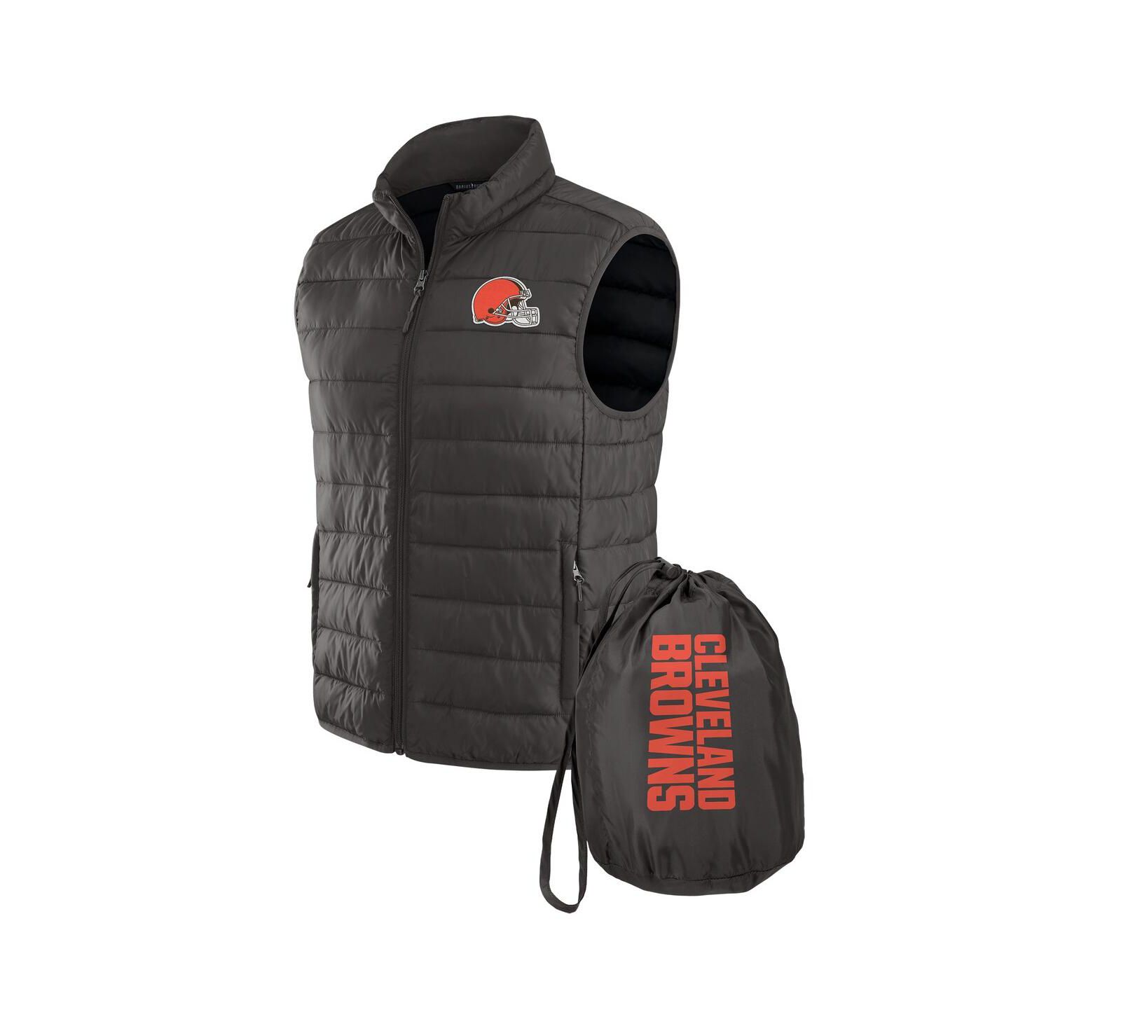Мужской жилет Darius Rucker Collection by Fanatics x NFL Black Cleveland Browns Packable Full-Zip с сумкой для путешествий