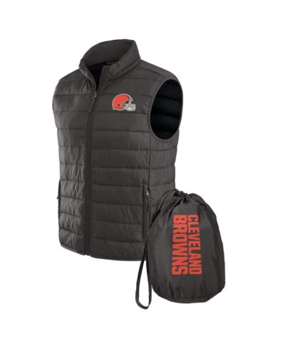 Мужской жилет Darius Rucker Collection by Fanatics x NFL Black Cleveland Browns Packable Full-Zip с сумкой для путешествий