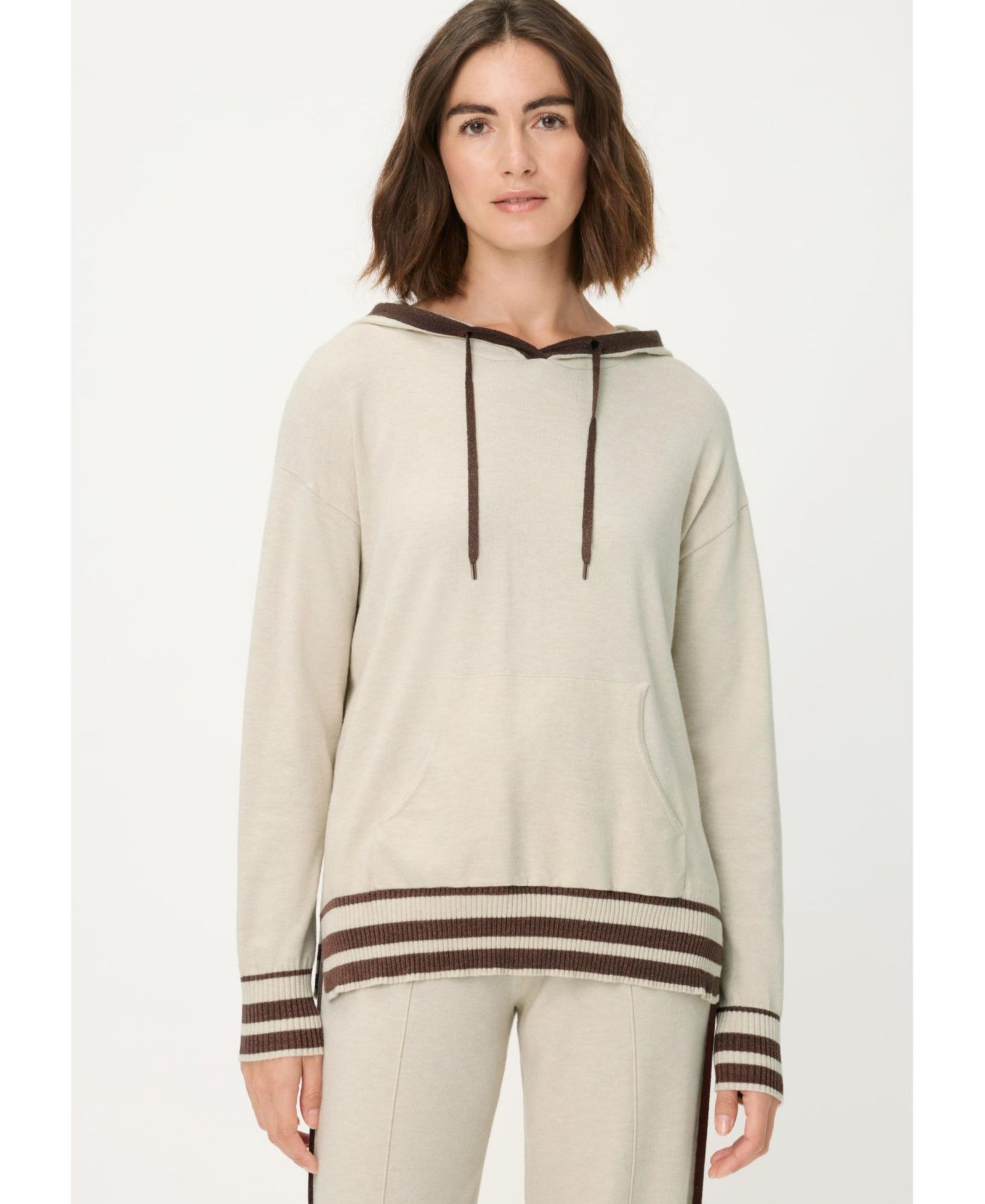 Olsen Women's Knit Hoodie Pullover with Stripes