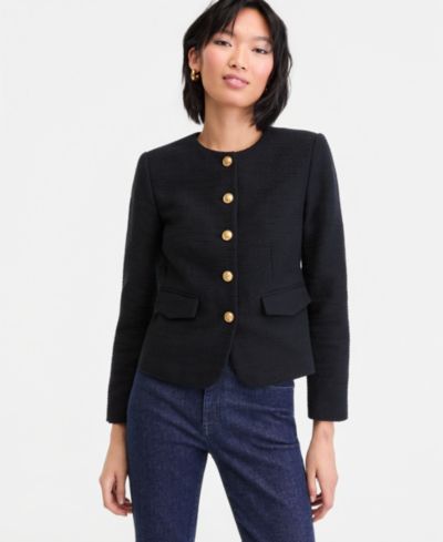 I.N.C. International Concepts Women's Collarless Cotton Tweed Jacket, Macy's Exclusive