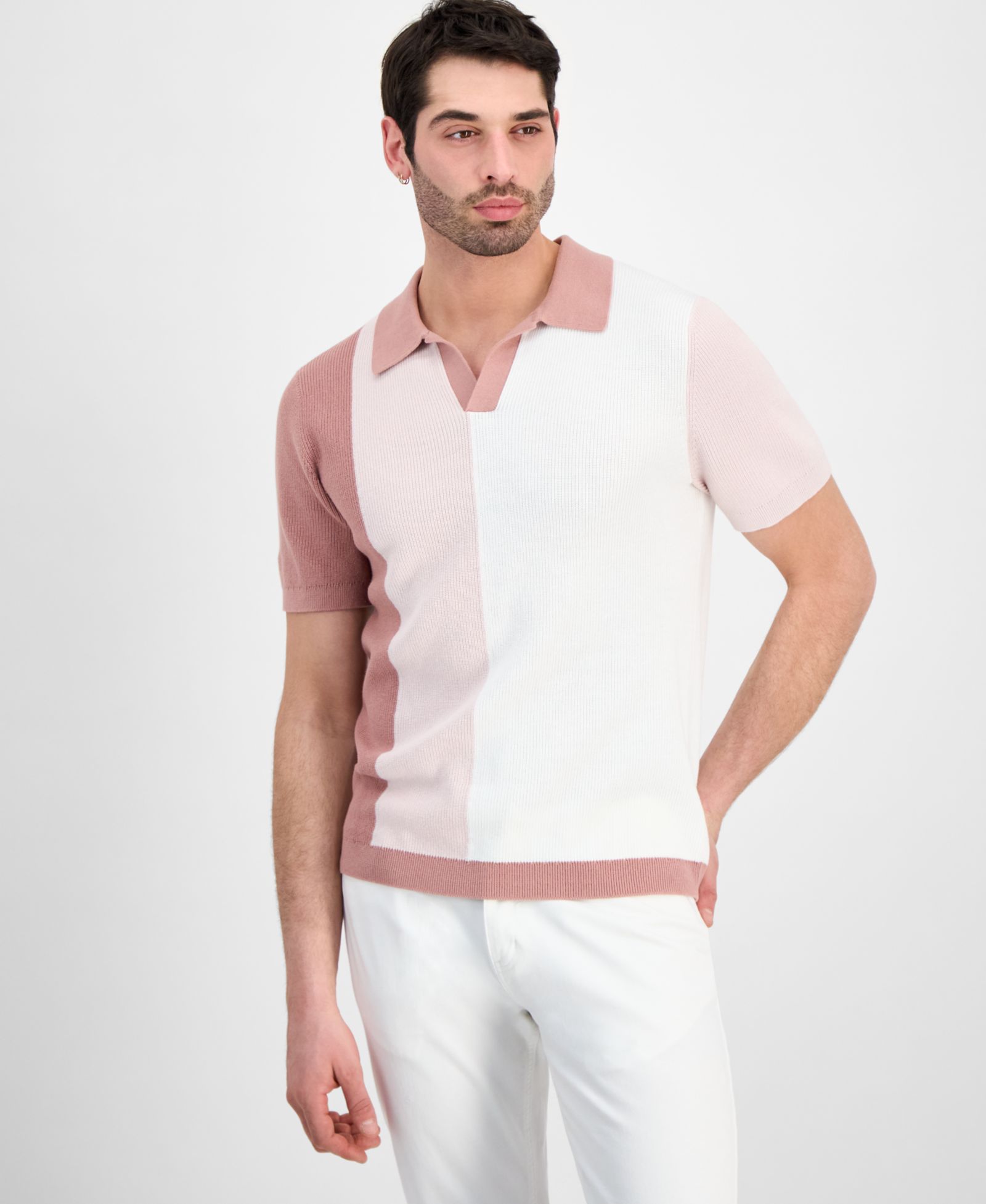Alfani Men's Cotton Colorblocked Johnny Collar Sweater, Macy's Exclusive