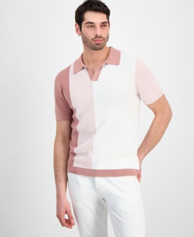Alfani Men's Cotton Colorblocked Johnny Collar Sweater, Macy's Exclusive