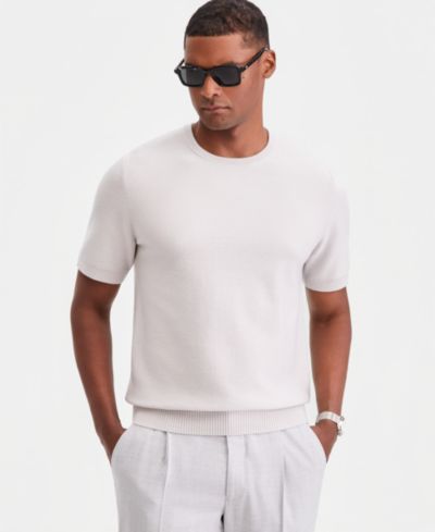 Alfani Men's Oversized Piqué Knit Short-Sleeve Sweater, Macy's Exclusive