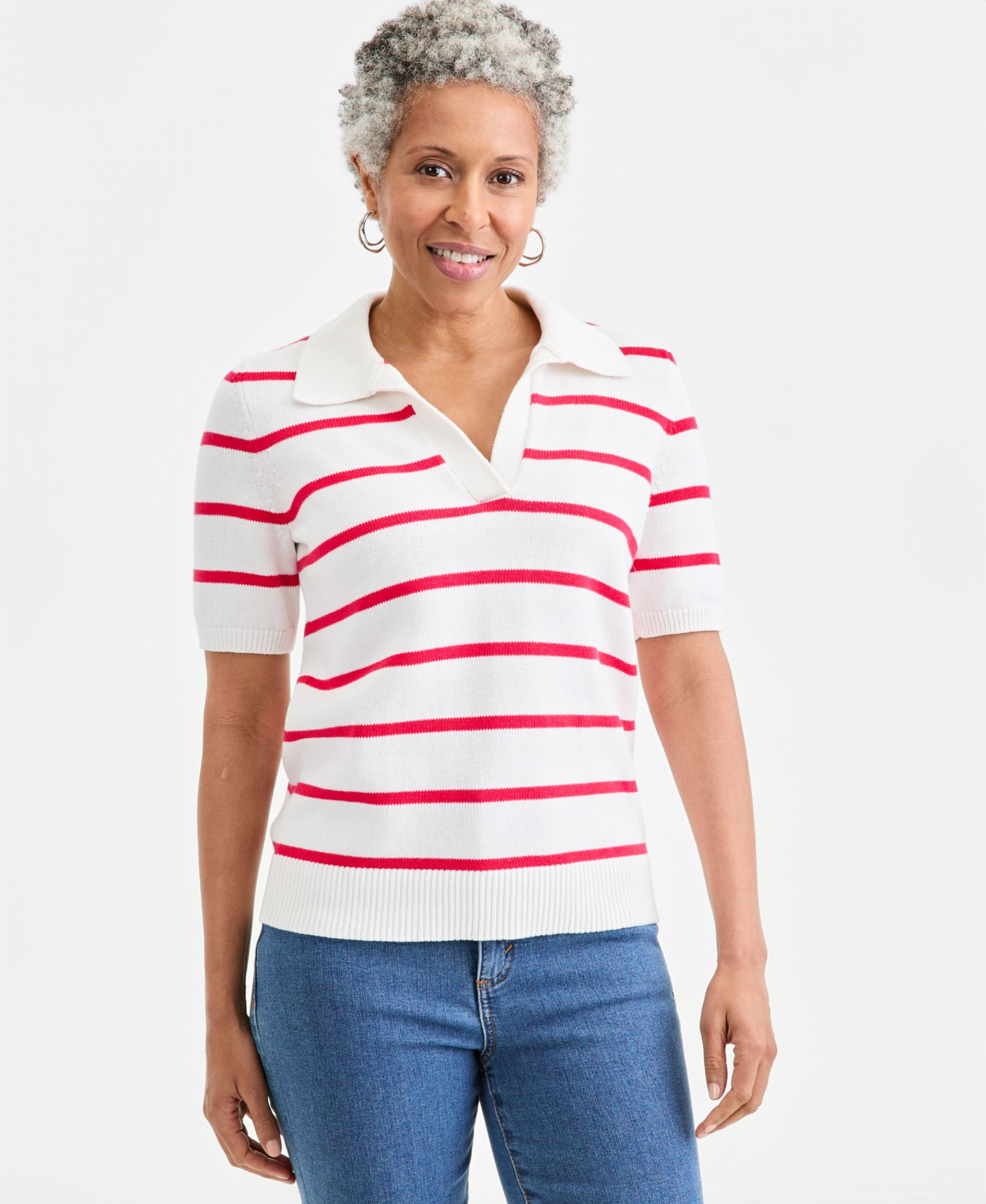Детский джемпер Style & Co Petite Striped Cotton Elbow-Sleeve Johnny Collar