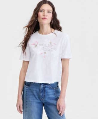 On 34th Women's Cotton Relaxed Jersey Dreamscape Appliqué Tee, Macy's Exclusive