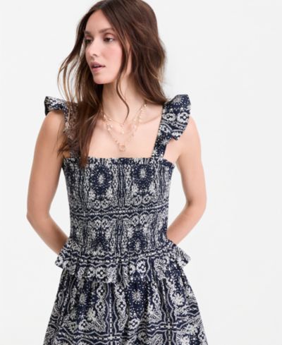 On 34th Women's Smocked Ruffle-Trim Tank, Macy's Exclusive