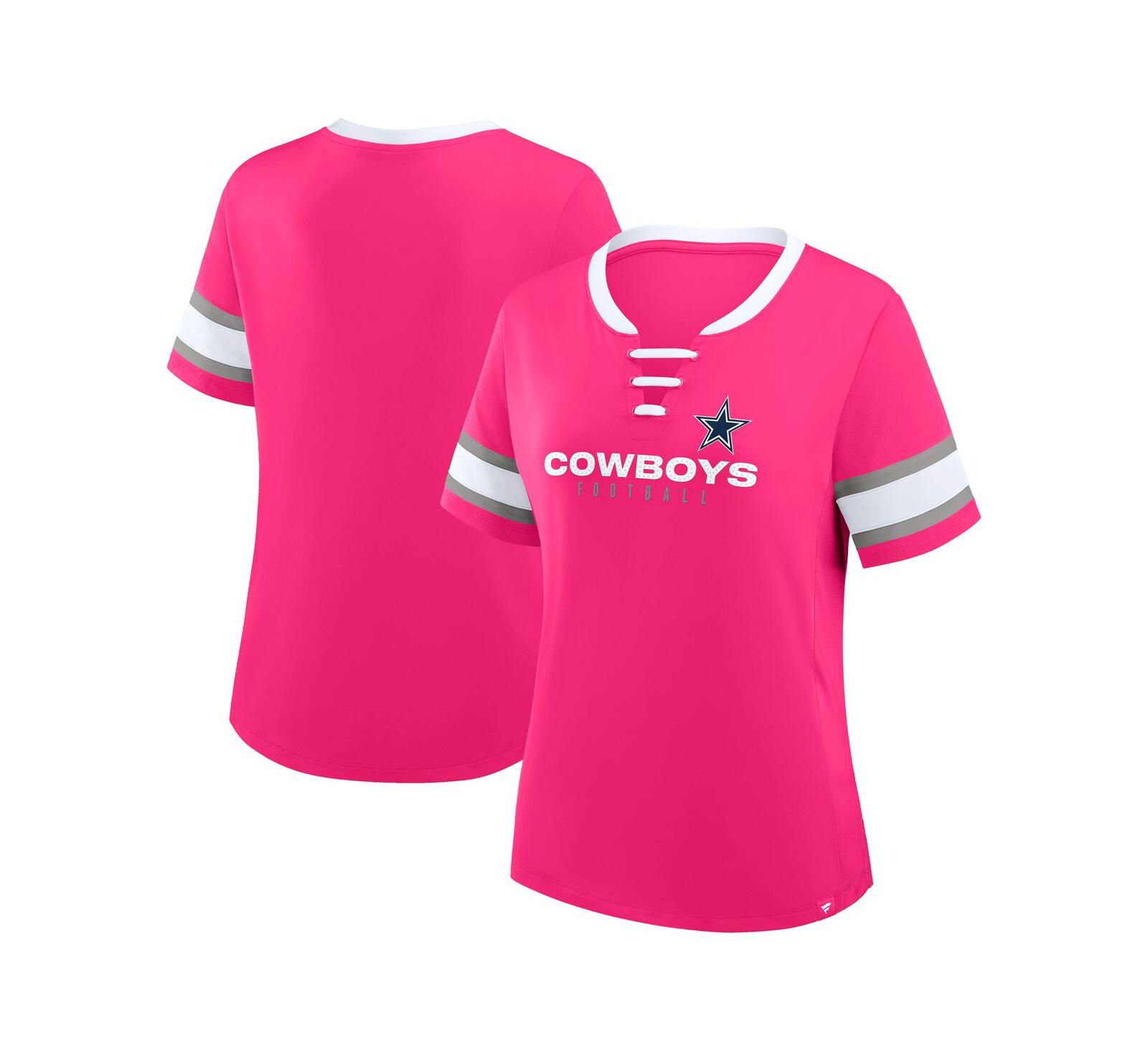 Женская футболка Fanatics Pink Dallas Cowboys Redzone Draw Play Athena Lace-Up T-Shirt