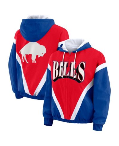 Женская ветровка WEAR by Erin Andrews Red/Royal Buffalo Bills Plus Size Retro Crinkle Full-Zip