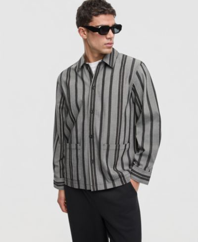Mode of One Men's Relaxed-Fit Striped Overshirt, Macy's Exclusive
