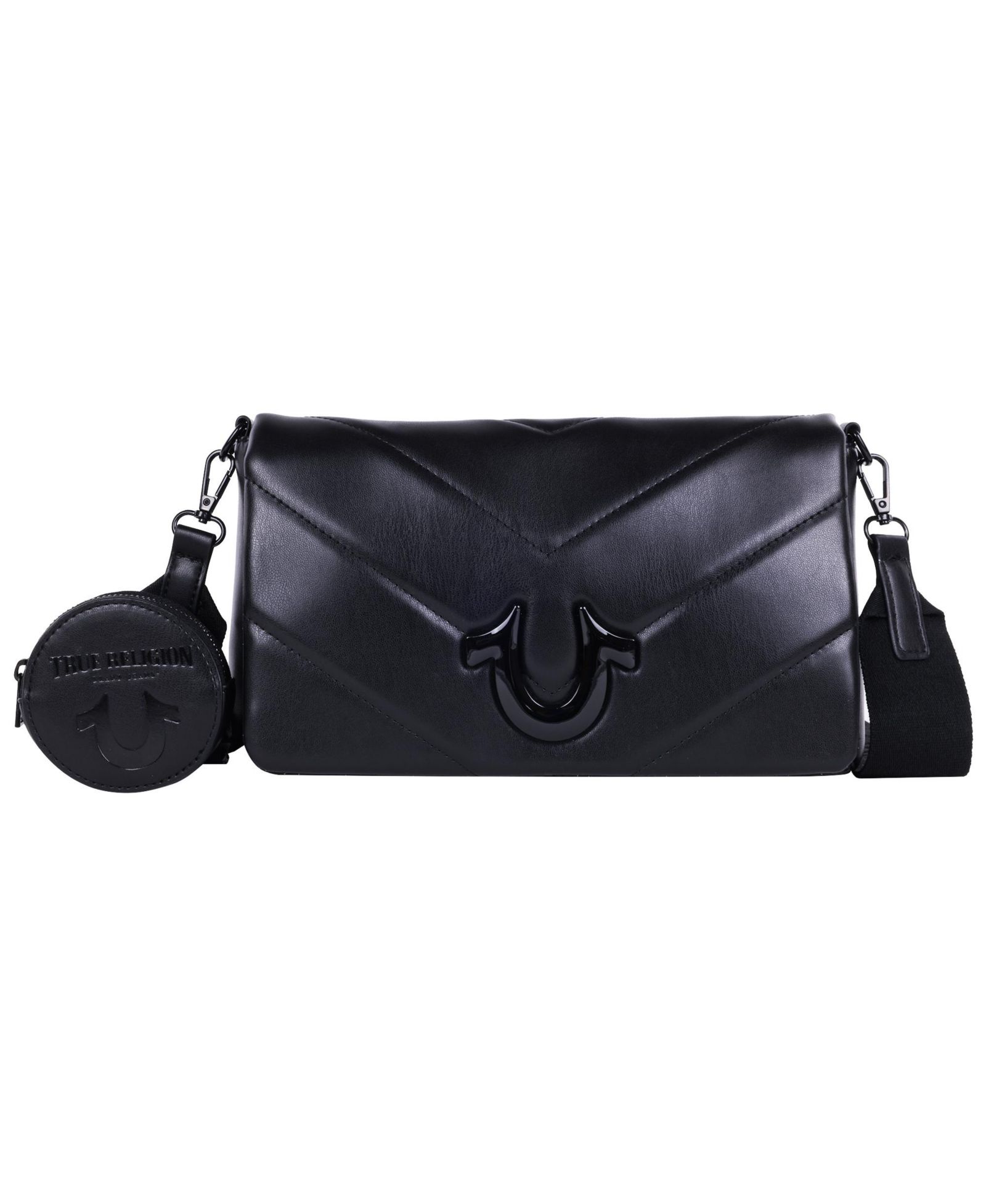 True Religion Quilted Flap Crossbody with Removable Pouch