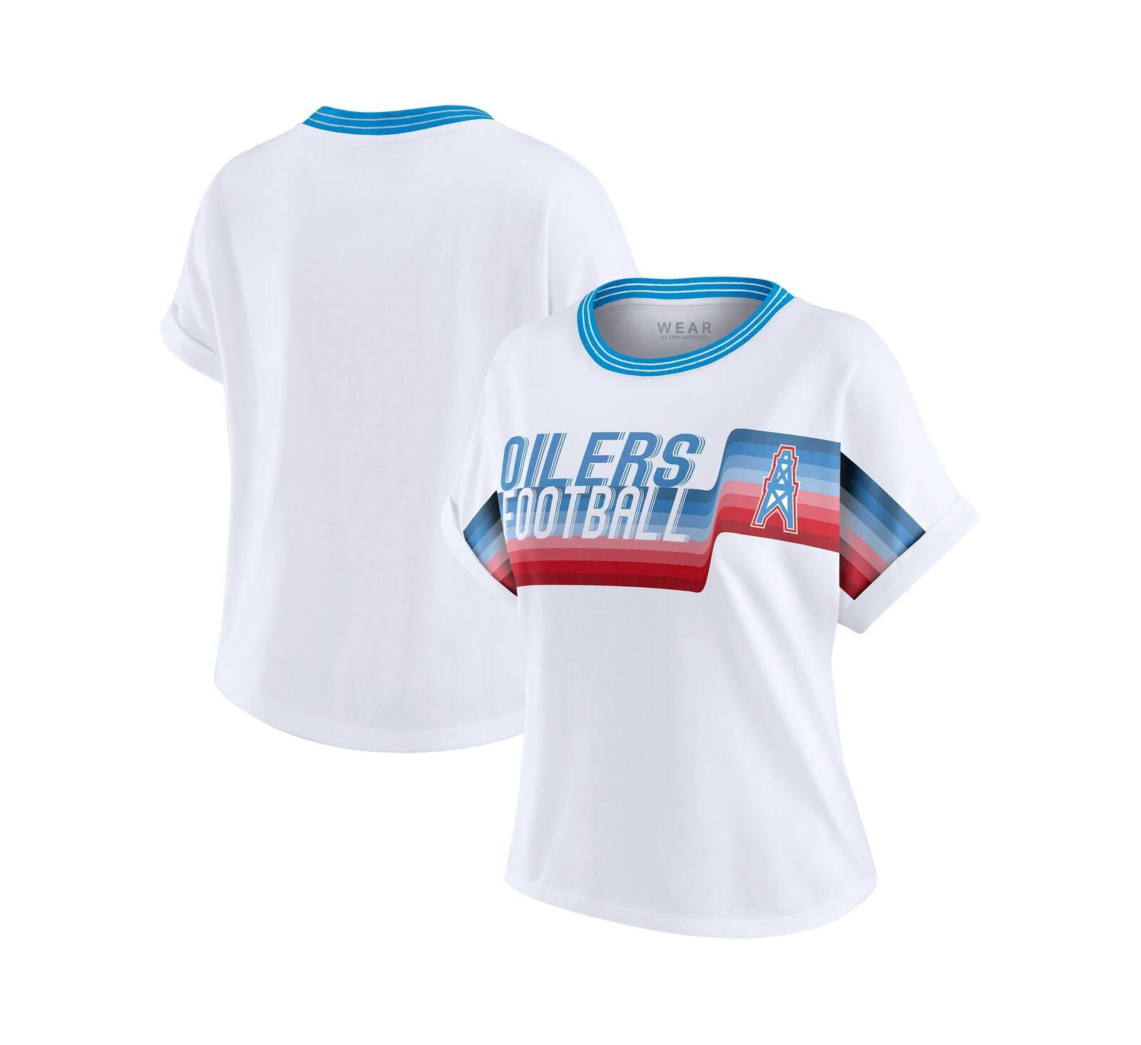 Женская укороченная футболка WEAR by Erin Andrews White Houston Oilers Dolman