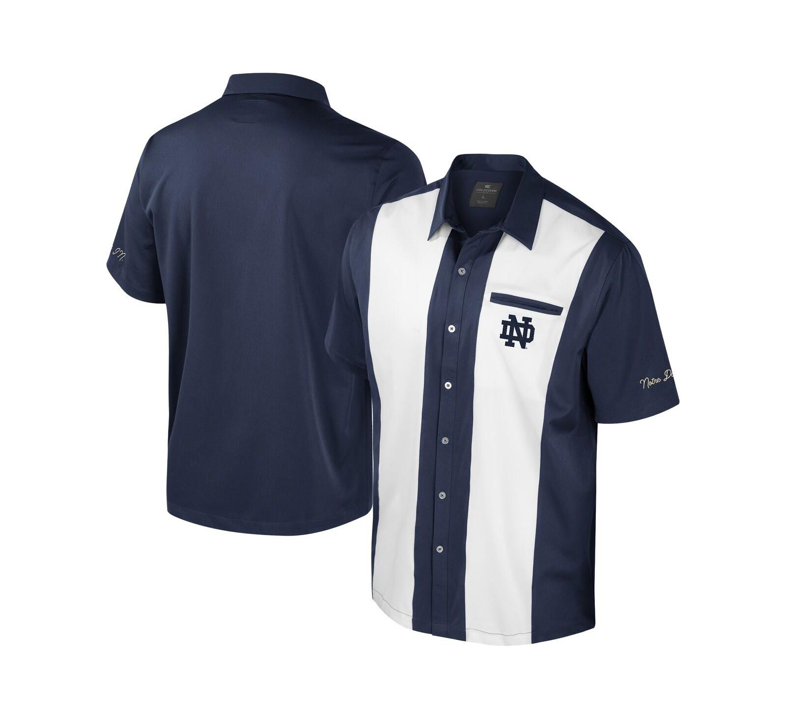 Colosseum Men's Navy Notre Dame Fighting Irish Strike Bowling Button-Up Shirt