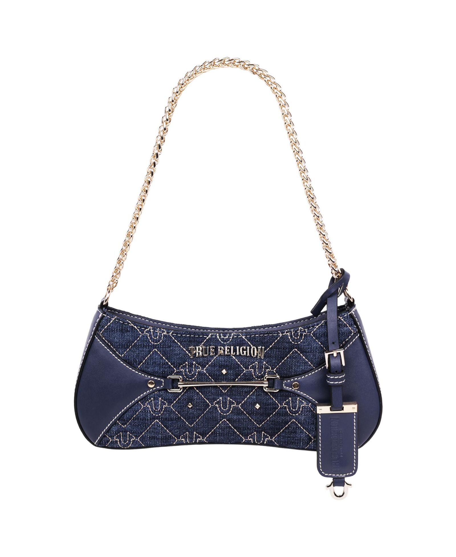 True Religion Studded Denim Chain Shoulder Bag
