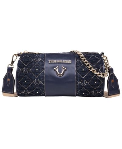Сумка-банан True Religion Studded Denim Zip Top Barrel Bag