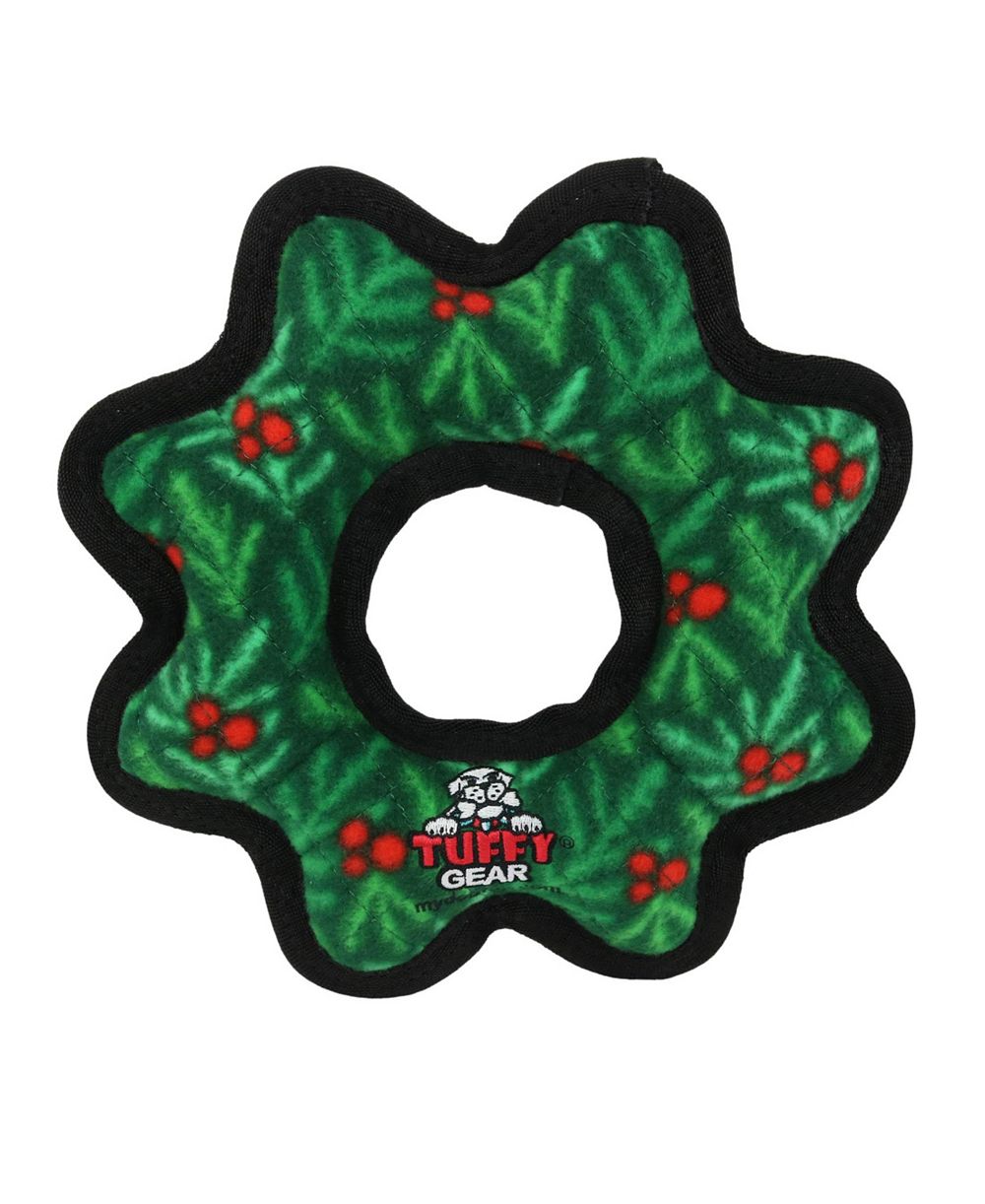 Игрушка для собак Tuffy Holiday Medium Gear Ring Wreath Durable Plush Squeaky