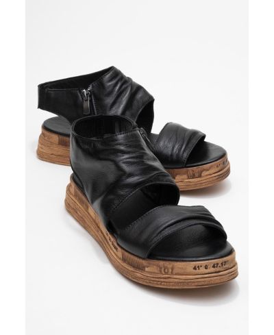 Forever & Always Shoes Женские кожаные сандалии Lunas с боковой молнией