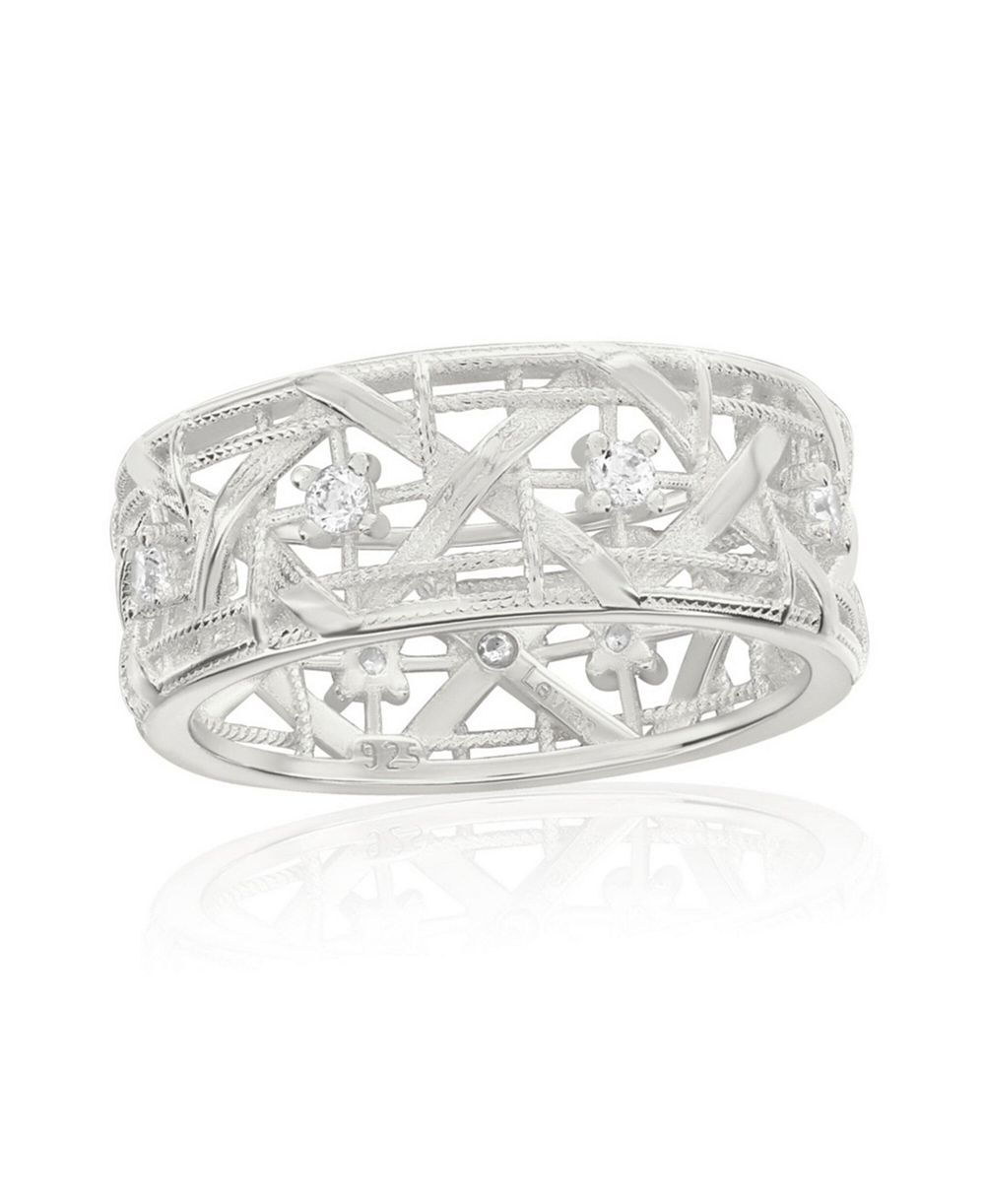 Suzy Levian Sterling Cubic Zirconia Cutout Eternity Band Ring