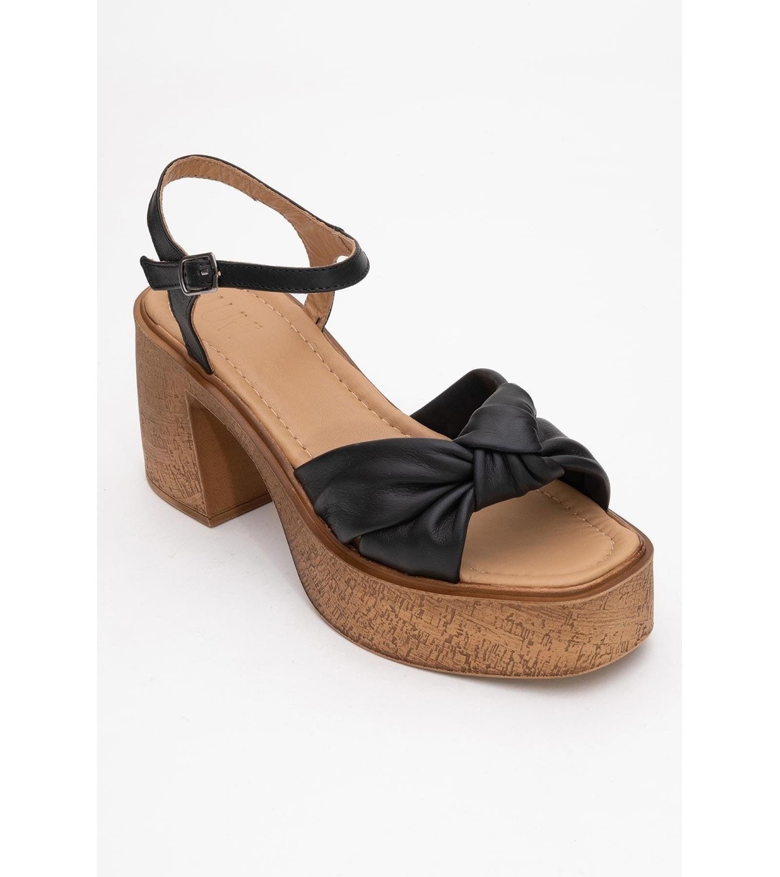 Forever & Always Shoes Tily Platform Wedge Leather Sandal (Women)