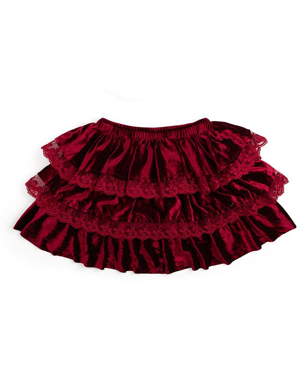 Sweet Wink Little and Big Girls Ruby Red Velvet Tiered Christmas Tutu Skirt
