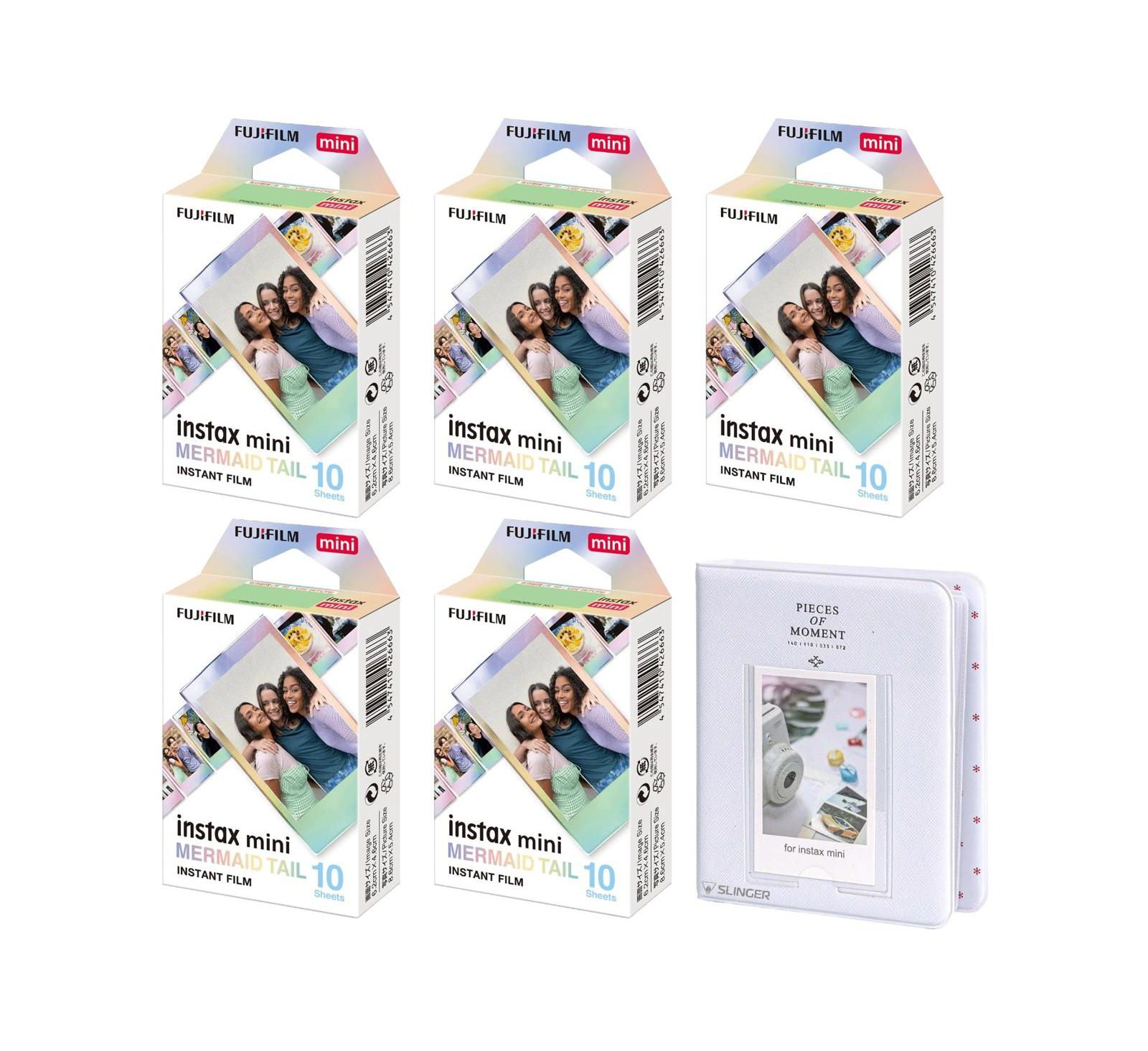 Фотопленка Fujifilm Instax Mini Mermaid Tail, 5 упаковок по 10 кадров + альбом
