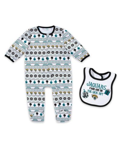 WEAR by Erin Andrews Baby Boys and Girls Jacksonville Jaguars Allover Print Full-Zip Sleeper and Bib Set