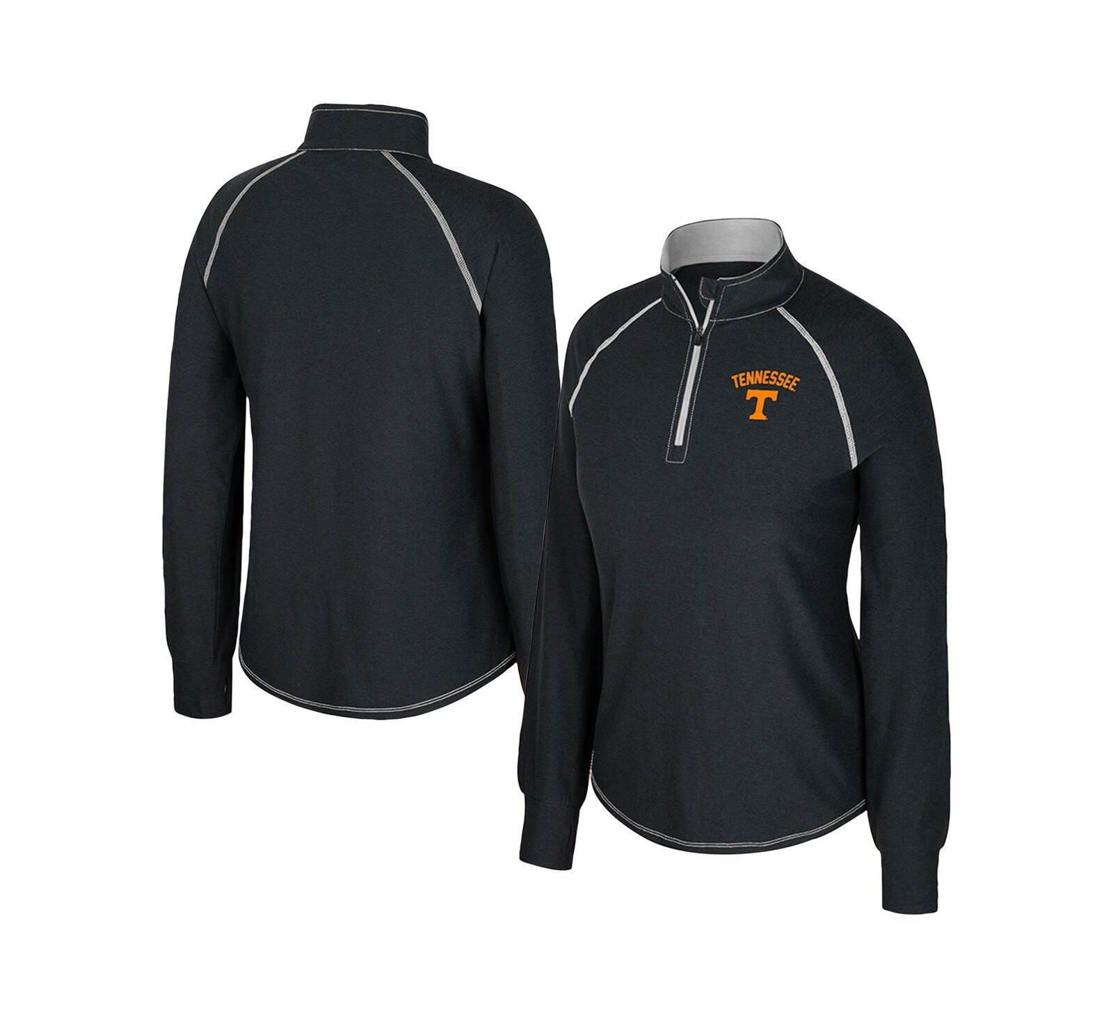 Colosseum Women's Black Tennessee Volunteers Bikram Raglan Quarter-Zip Sweatshirt