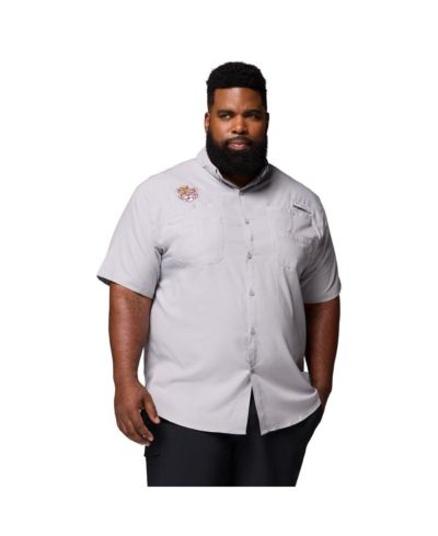 Мужская рубашка Columbia Gray LSU Tigers Big & Tall Tamiami Omni-Shade Button-Down