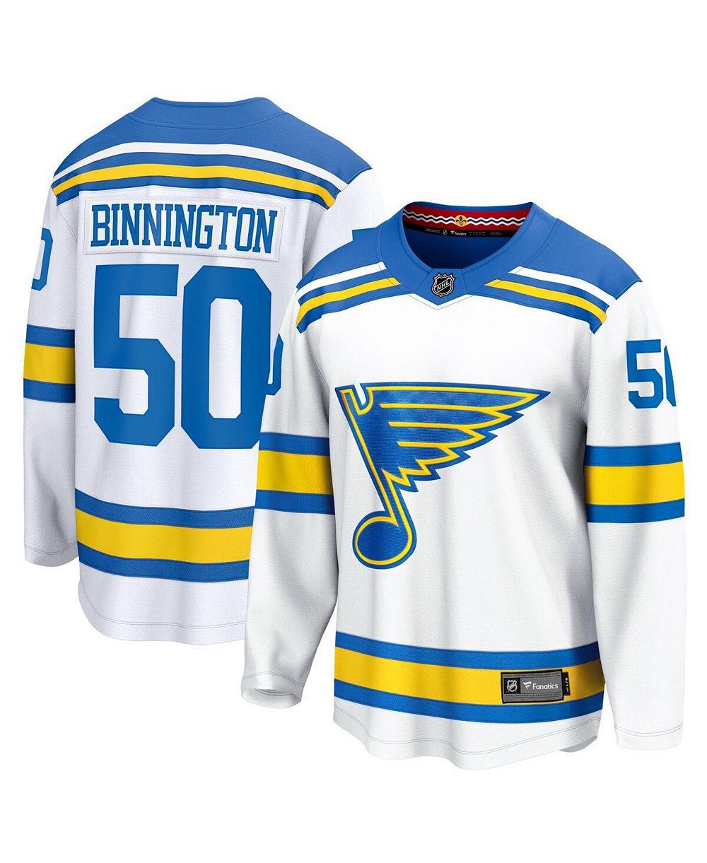 Мужская джерси игрок Fanatics Jordan Binnington White St. Louis Blues Away Breakaway