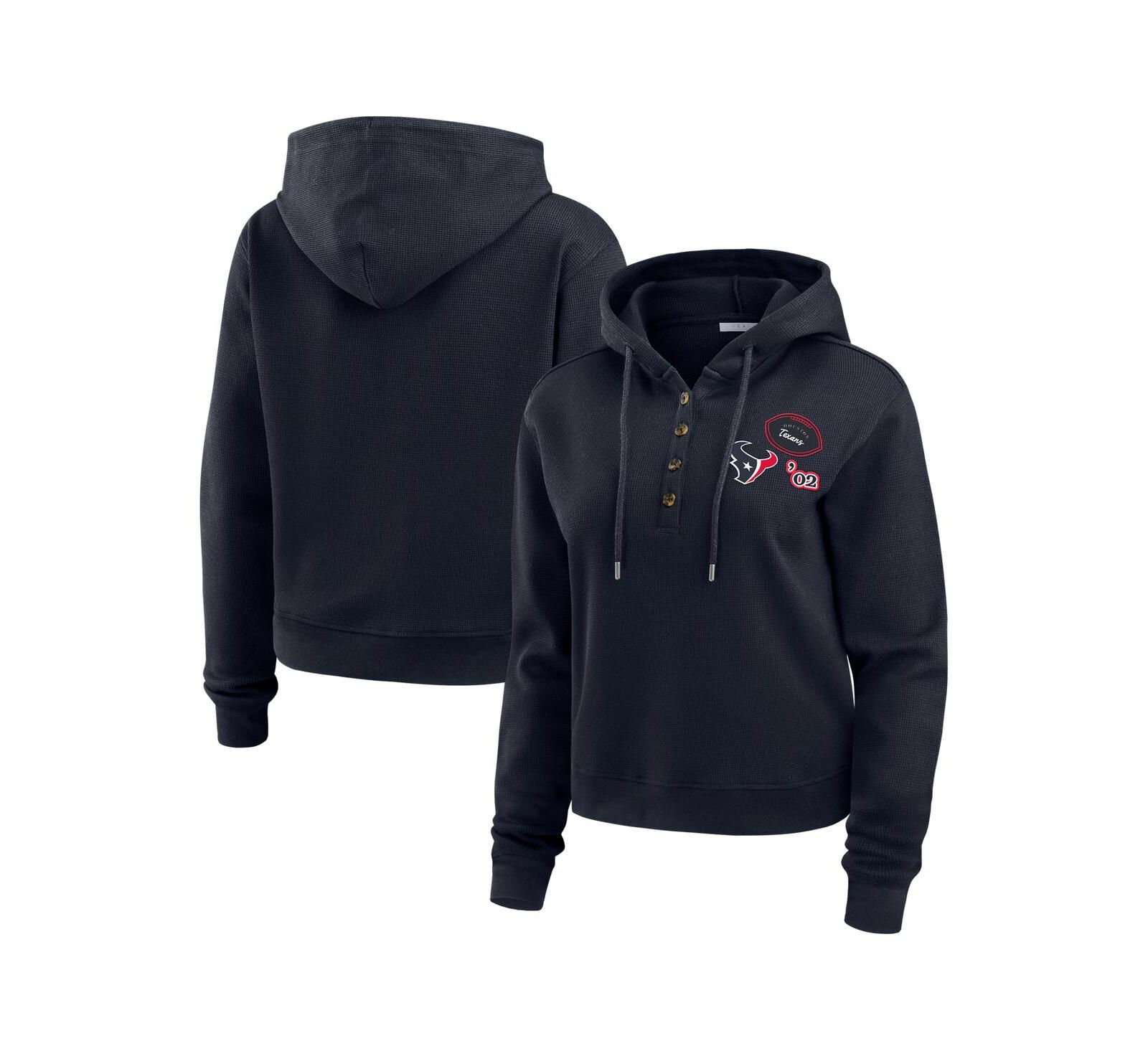Женский худи WEAR by Erin Andrews Women's Navy Houston Texans Waffle Hoodie Pullover Top