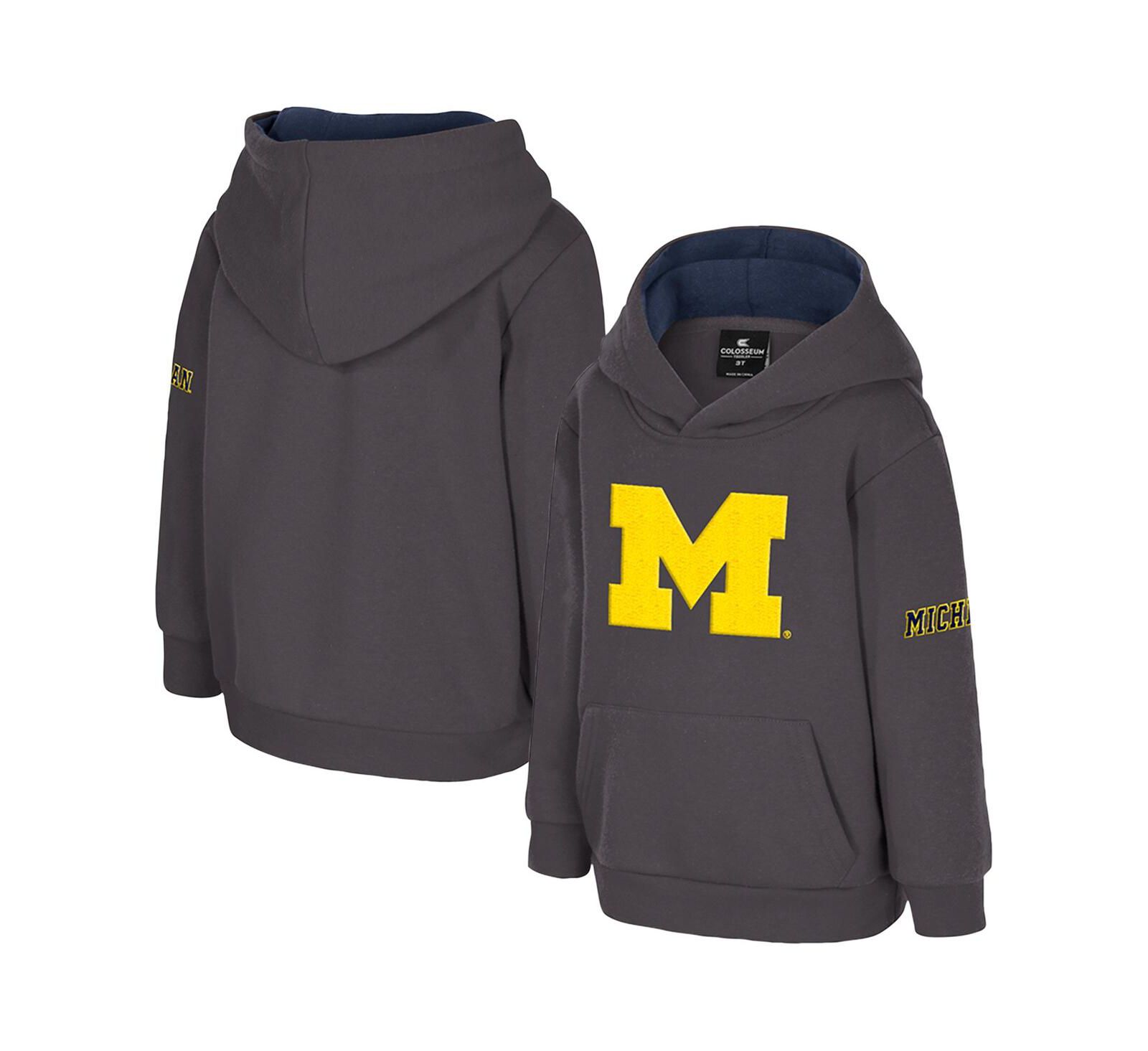 Детское худи Colosseum Michigan Wolverines с большим логотипом, цвет угольный