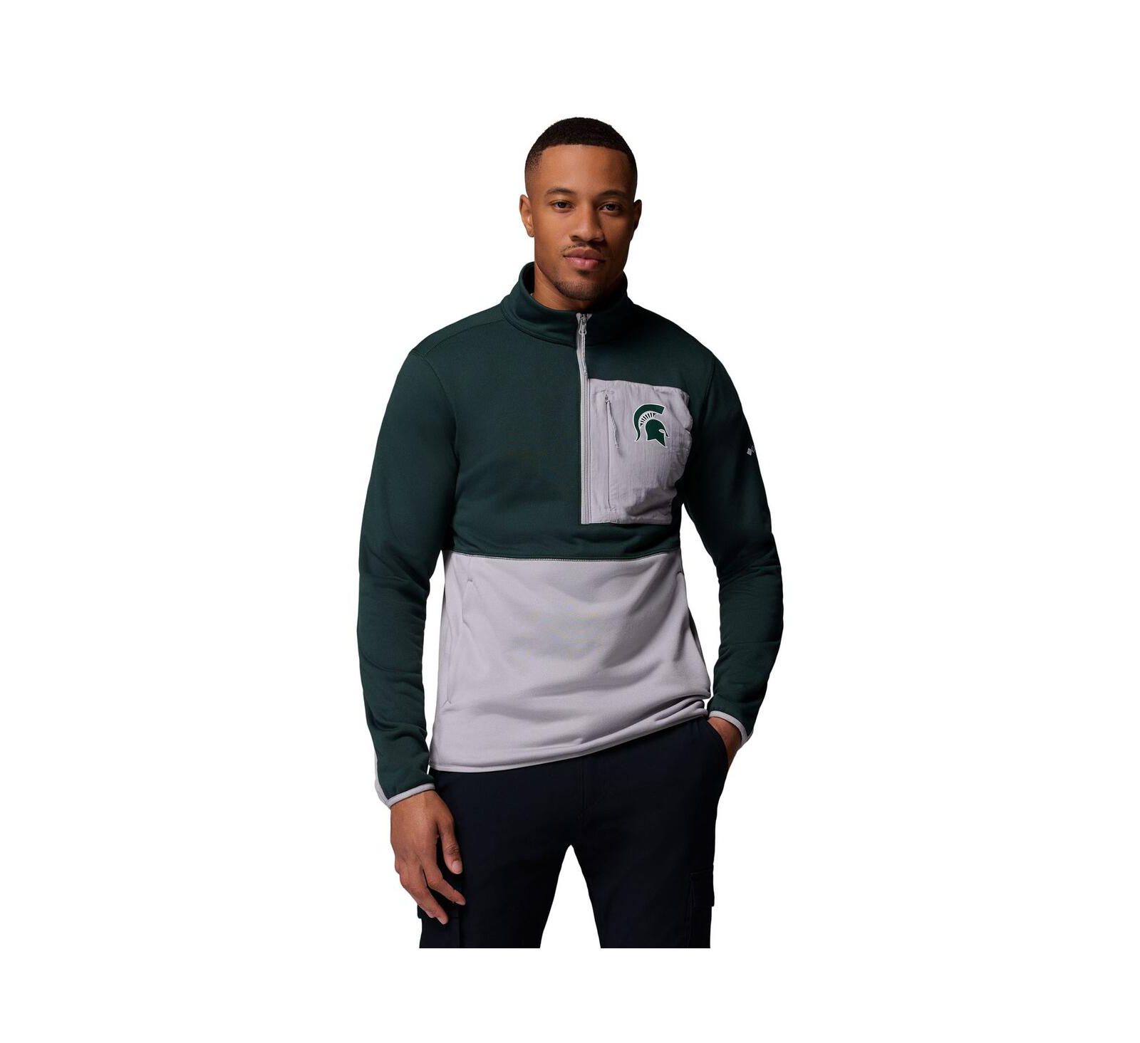 Мужская толстовка Columbia Michigan State Spartans Hike Omni-Wick Half-Zip Green/Gray