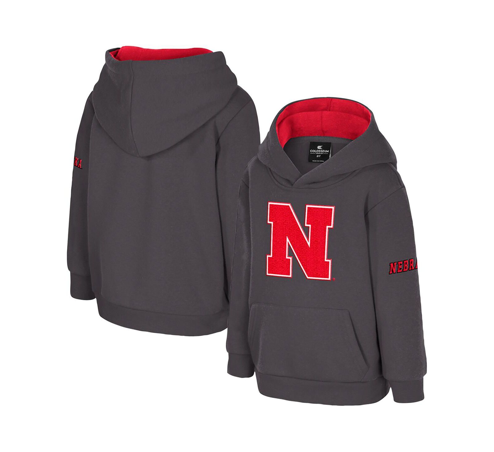 Детский флисовый худи Colosseum Charcoal Nebraska Huskers Big Logo Volume