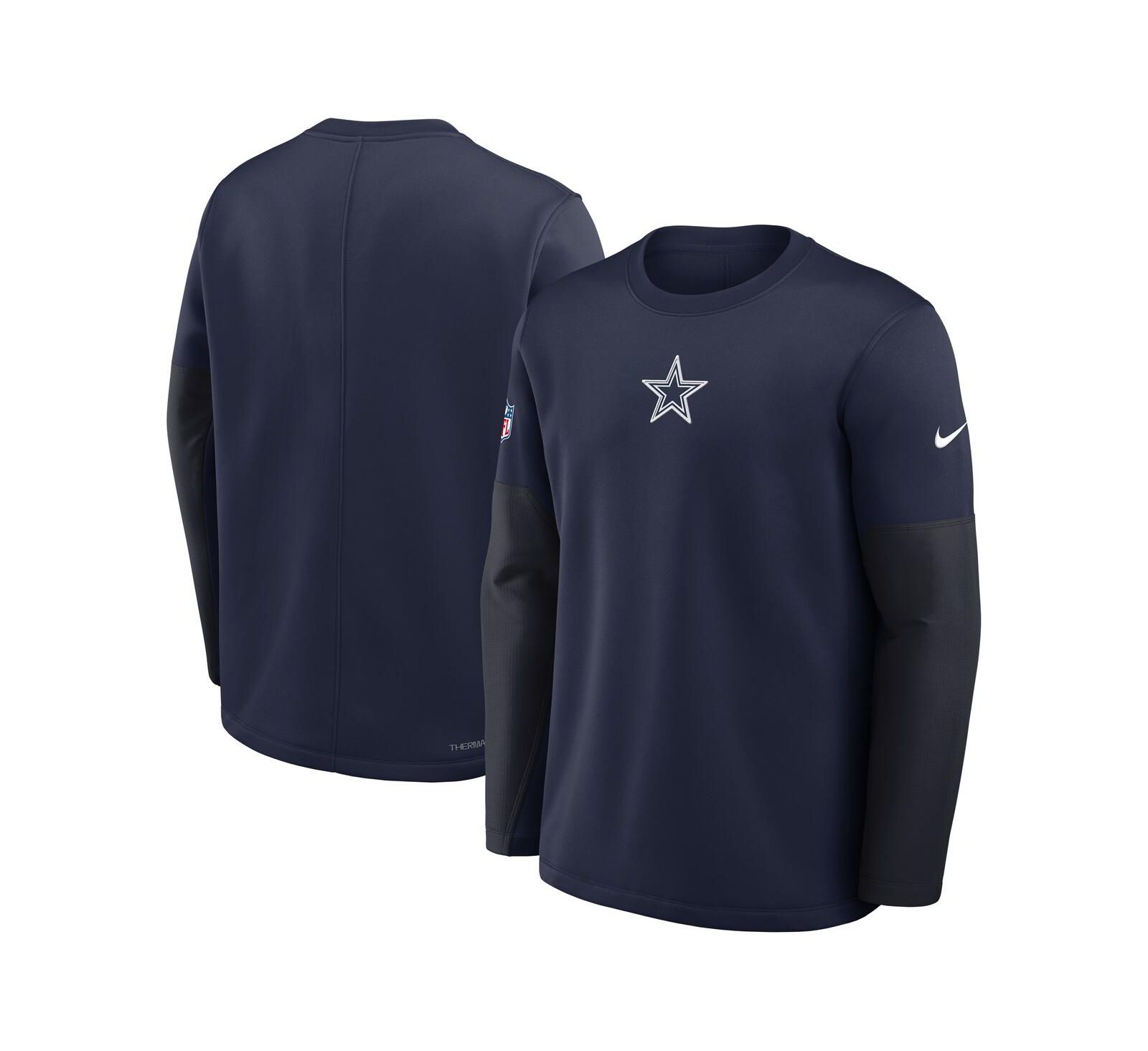 Nike Men's Navy Dallas Cowboys Sideline Coach Therma-FIT Long Sleeve T-Shirt