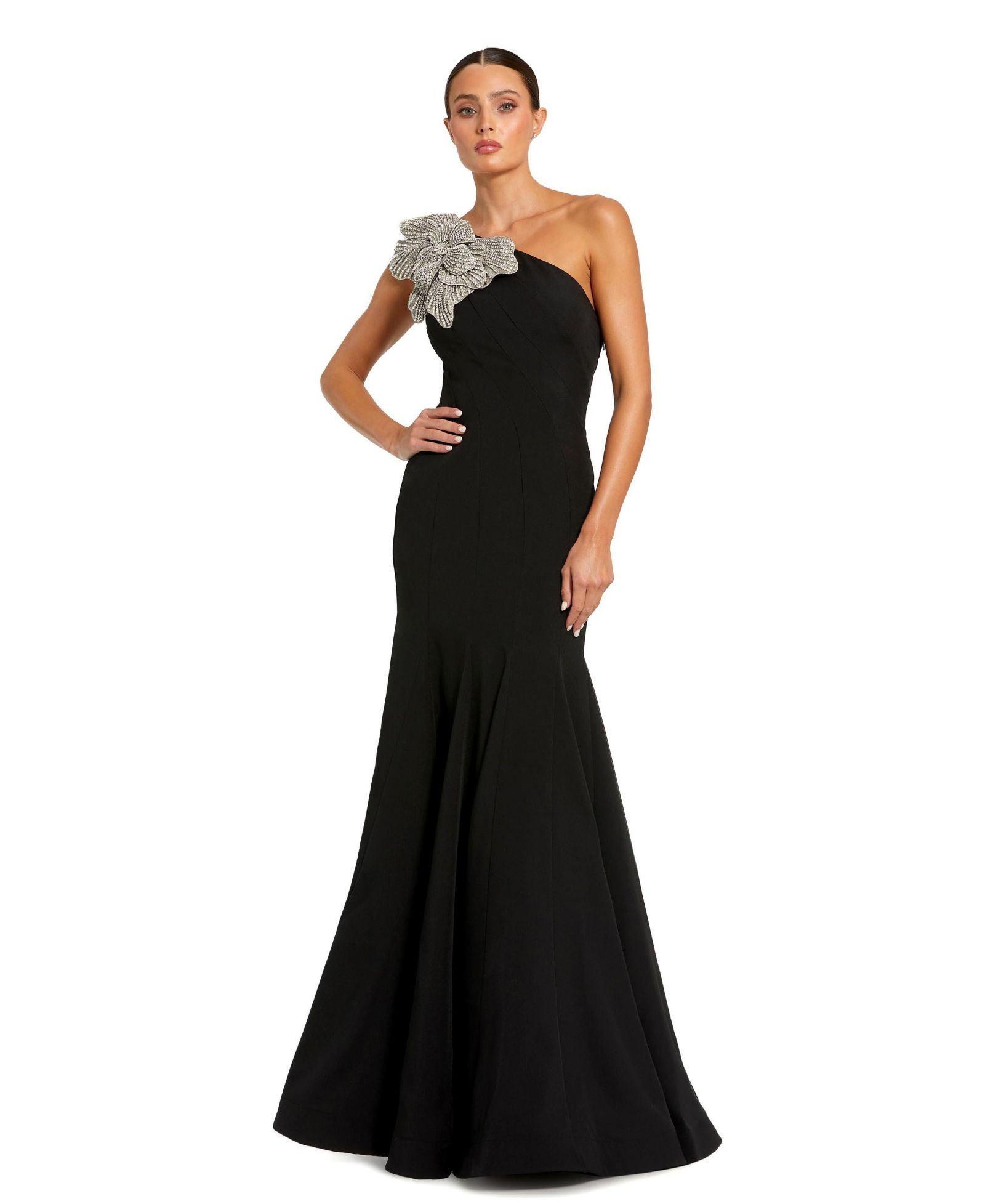 Женское вечернее платье Mac Duggal Crepe One Shoulder With Flower