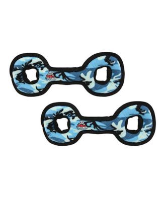 Tuffy Medium Tug-O-War Camo Blue 2 Pack, Durable Plush Squeaky Dog Toy