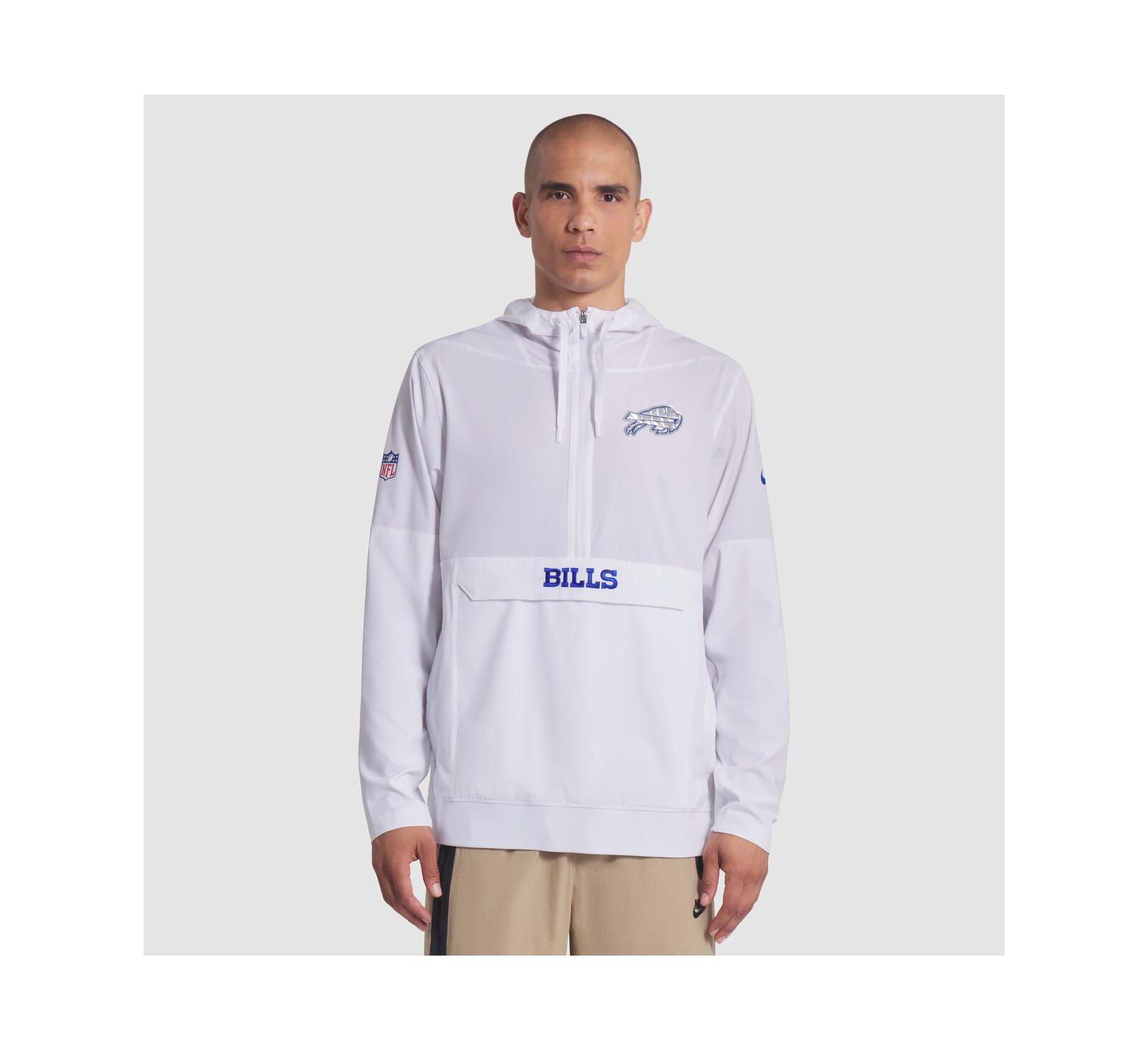 Nike Men's White Buffalo Bills 2025 Rivalries Collection Sideline Anorak Half-Zip Hoodie Jacket