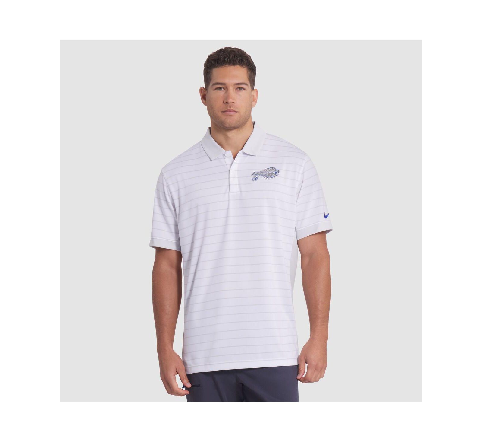 Nike Men's White Buffalo Bills 2025 Rivalries Collection Sideline Victory Striped Dri-FIT Polo Shirt