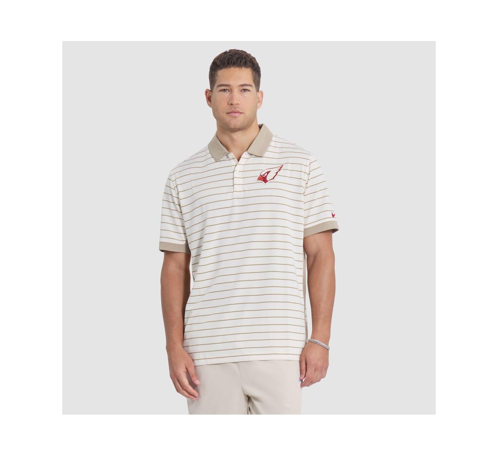 Nike Men's Natural Arizona Cardinals 2025 Rivalries Collection Sideline Victory Striped Dri-FIT Polo Shirt
