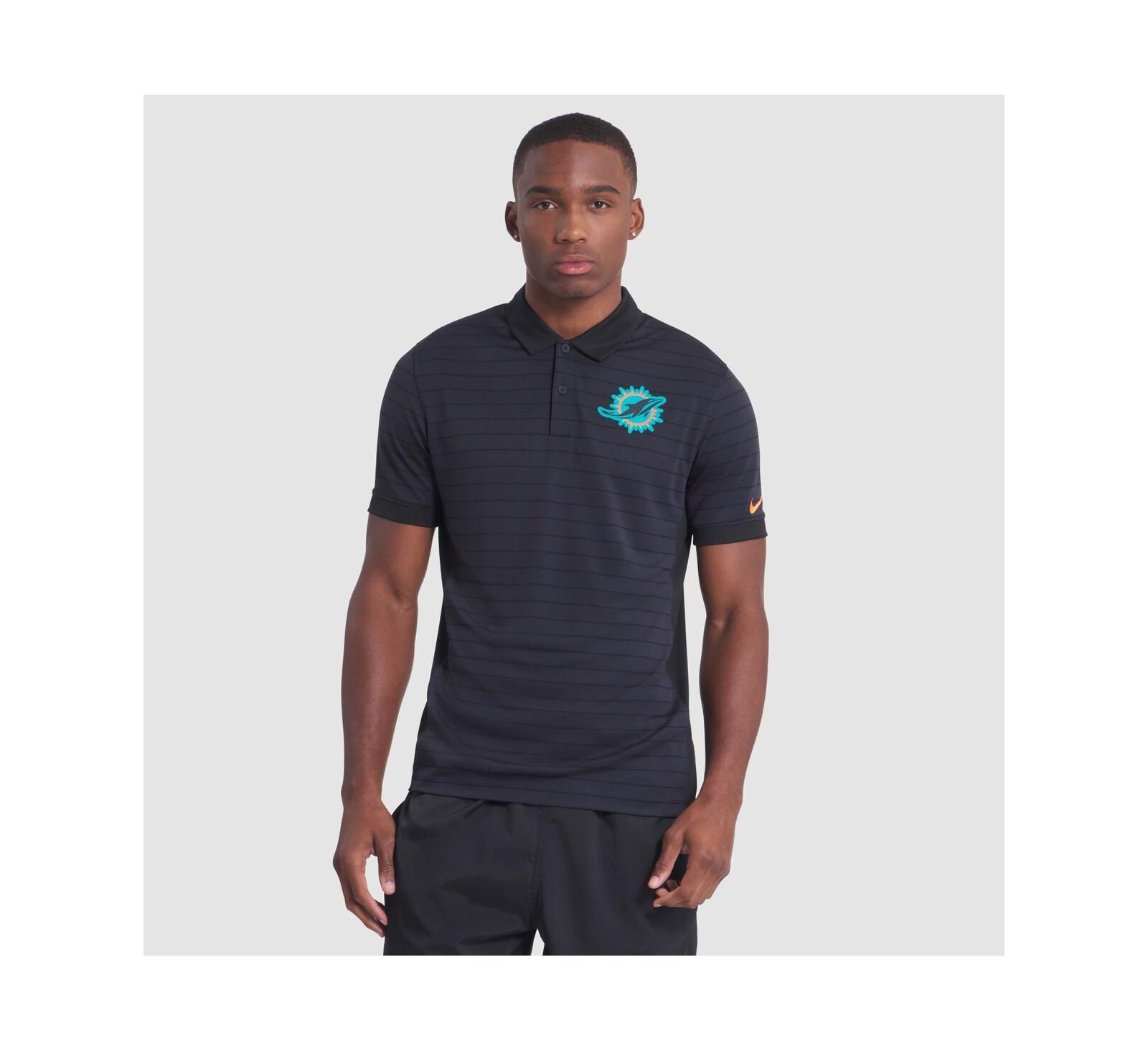 Nike Men's Pitch Blue Miami Dolphins 2025 Rivalries Collection Sideline Victory Striped Dri-FIT Polo Shirt