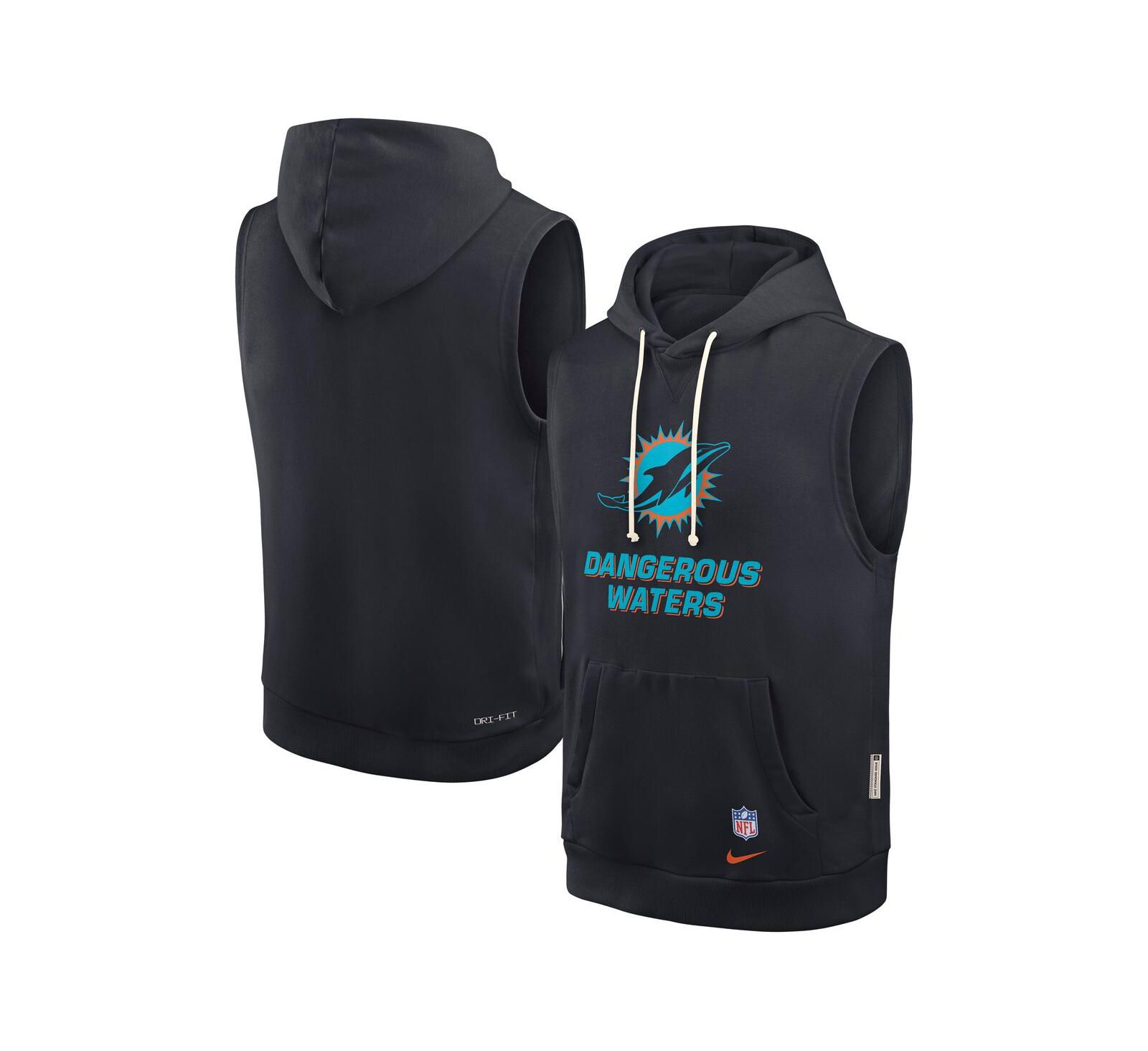 Nike Men's Pitch Blue Miami Dolphins 2025 Rivalries Collection Standard Issue Sideline Dri-FIT Sleeveless Hoodie