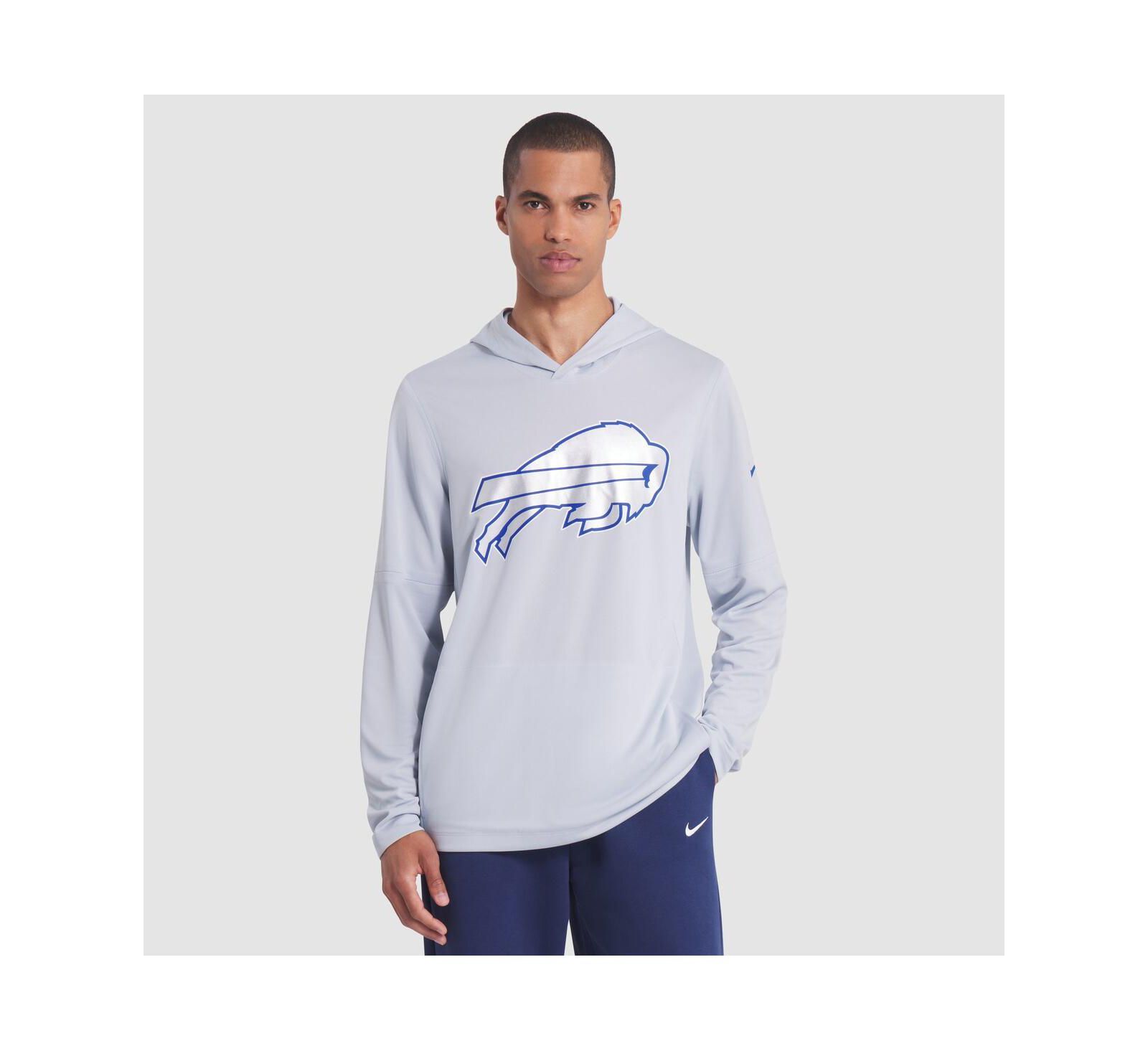 Nike Men's Silver Buffalo Bills 2025 Rivalries Collection Sideline Dri-FIT Long Sleeve Hoodie T-Shirt