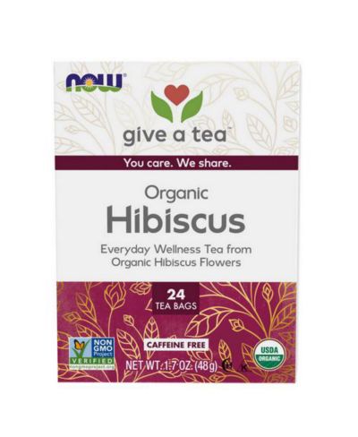 Чай NOW Foods Hip Hibiscus Tea, 24 bags