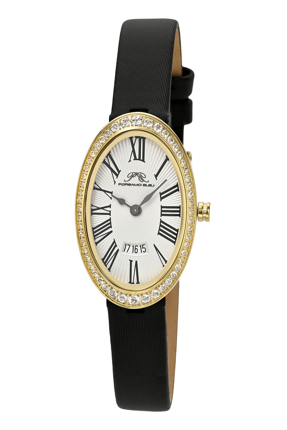 Porsamo Bleu Women's Eloise Watch with Topaz Gemstone and Satin Covered Genuine Leather Band 1351BELL