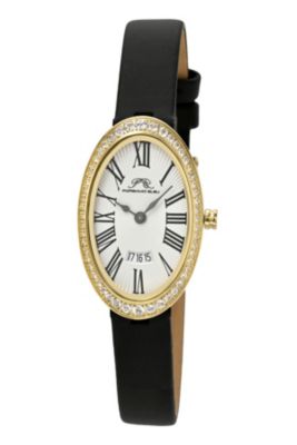 Porsamo Bleu Women's Eloise Watch with Topaz Gemstone and Satin Covered Genuine Leather Band 1351BELL