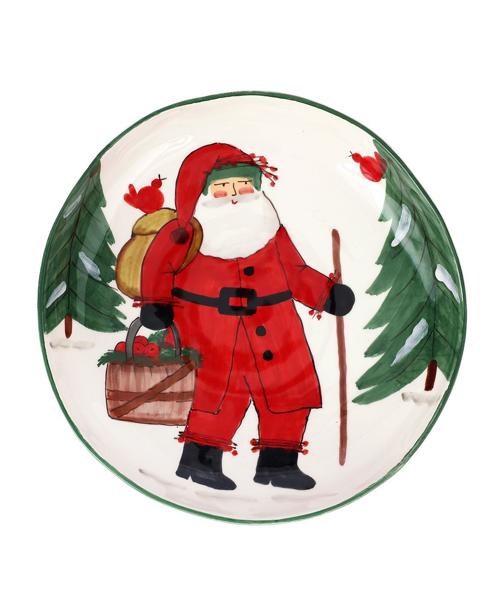 VIETRI Old St. Nick Shallow Bowl with Apple Basket