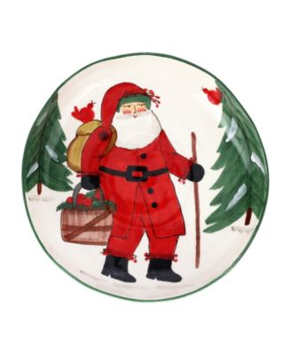VIETRI Old St. Nick Shallow Bowl with Apple Basket