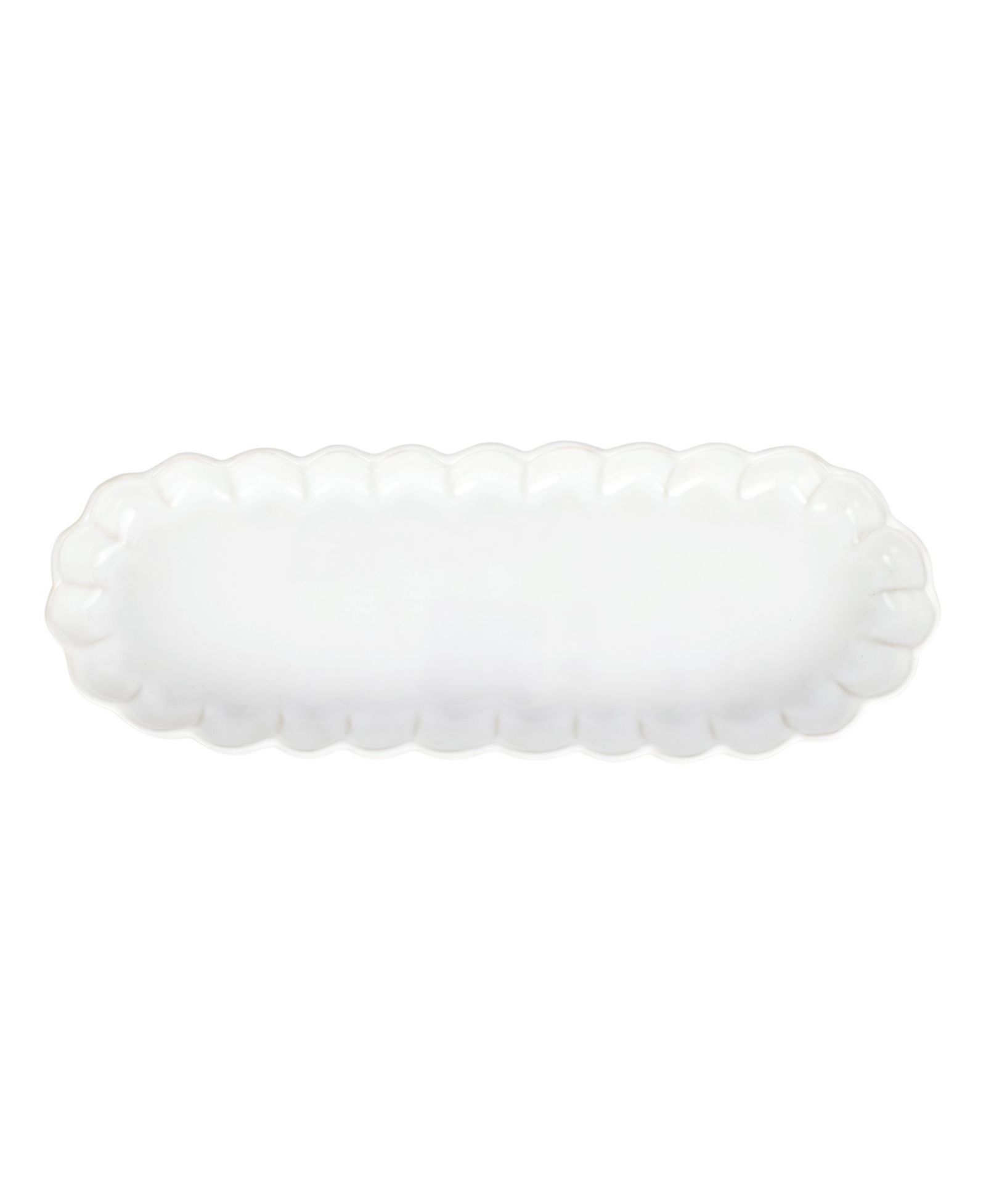 VIETRI Incanto Stone White Ruffle Oval Tray