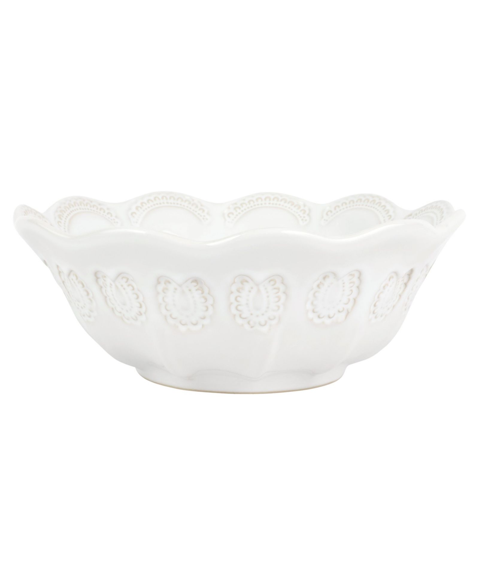 VIETRI Incanto Stone White Lace Medium Round Bowl