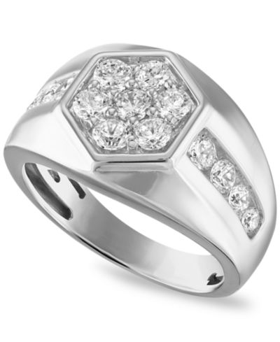 Esquire Men's Jewelry Кольцо с выращенным бриллиантом 1-1/2 ct. t.w. из стерлингового серебра