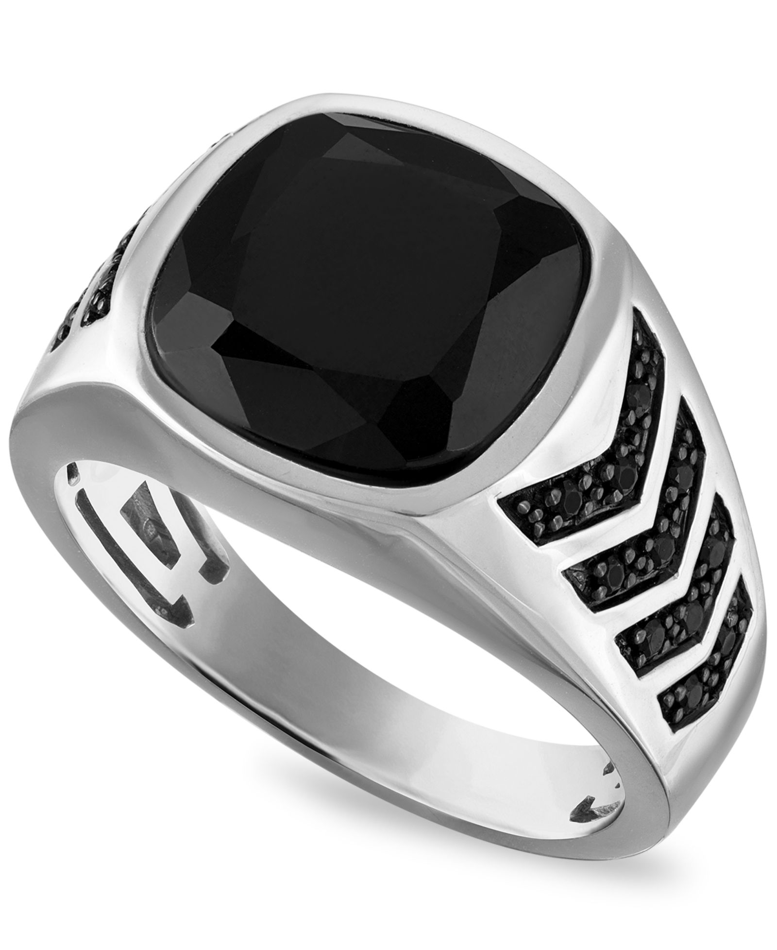 Esquire Men's Jewelry Black Onyx and Black Spinel Stones Ring in Sterling Silver